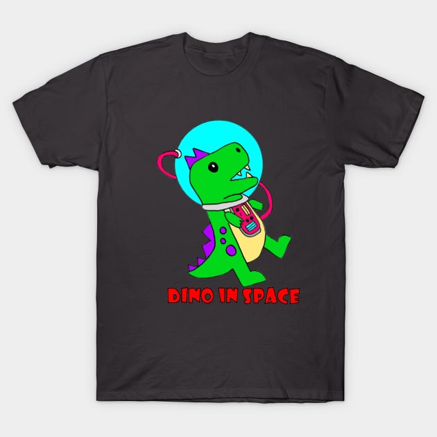 Dino in Space T-Shirt by Loose Tangent Arts